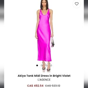 L'agence Akiya Tank Bias Cut Midi Dress in Pink Glo